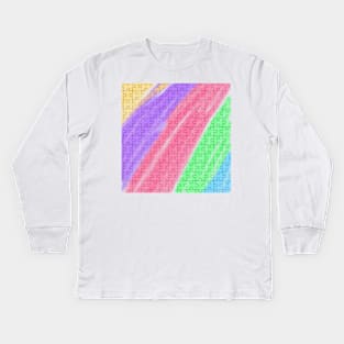 Purple blue red green watercolor art Kids Long Sleeve T-Shirt